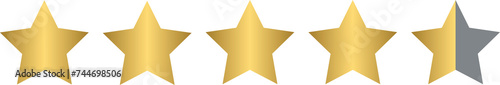 Fotografie Product rating or customer review with gold stars and half star, 4