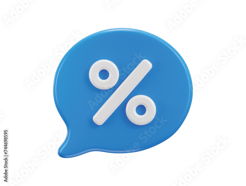 3d message bubble with percent sign 3d rendering vector illustration