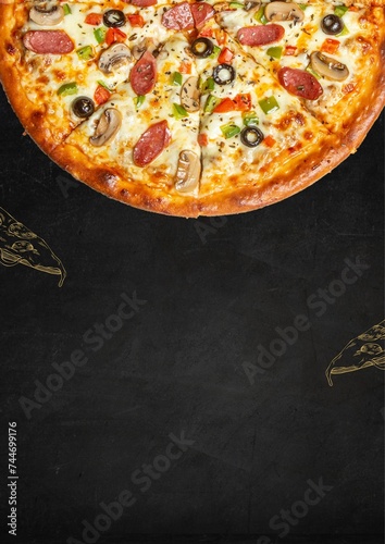 Black Brown Modern Simple Minimalist Pizza Legend Poster 