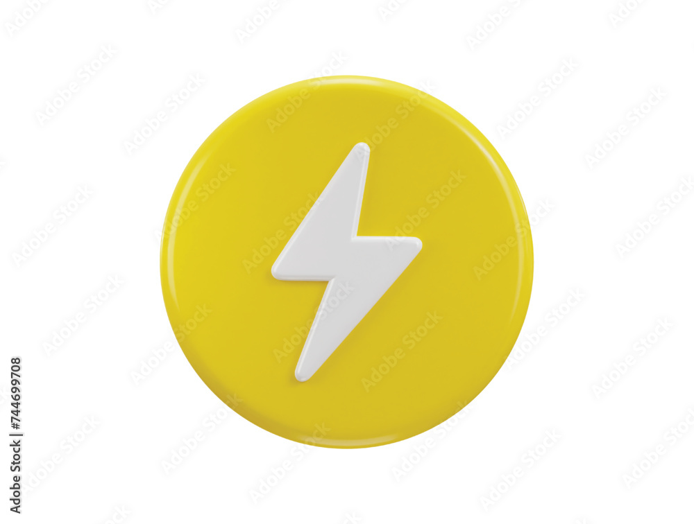 lighting thunderbolt icon with rounded button 3d rendering vector illustration lighting thunderbolt icon with rounded button 3d rendering vector illustration