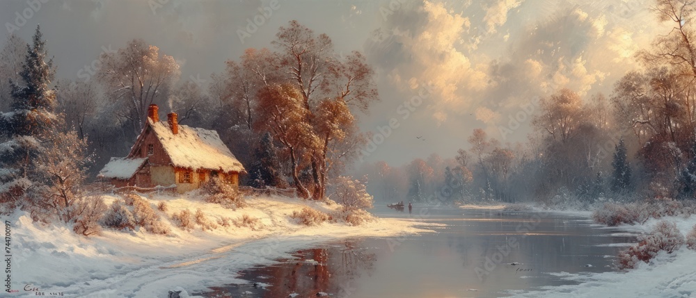 Snowy Serenity, Warmth Amidst the Cold, Snowy Sanctuary, Winter's Embrace.