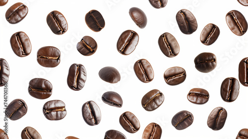 Coffee beans isolated on white background  top view