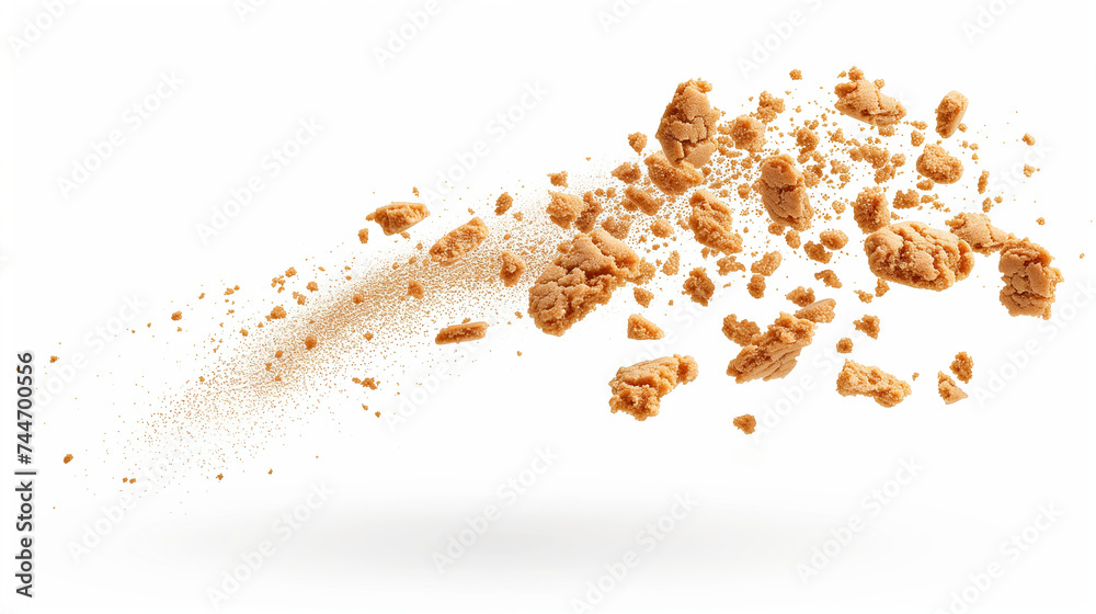 Crumbs integral biscuit, cookie flying, isolated on white, clipping path Crumbs integral biscuit, cookie flying, isolated on white, clipping path