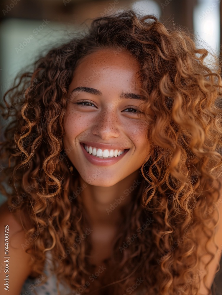 Gorgeous girl with curly locks smiling and relishing the weather. Gorgeous girl with curly locks smiling and relishing the weather.