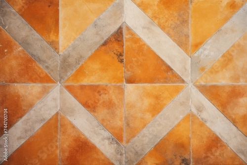 Abstract orange colored traditional motif tiles wallpaper floor texture background