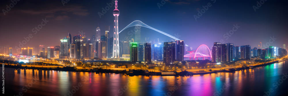 Effervescent Night Life in the Vibrant Metropolitan Guangzhou (GZ) City - An Illuminated Wonderland