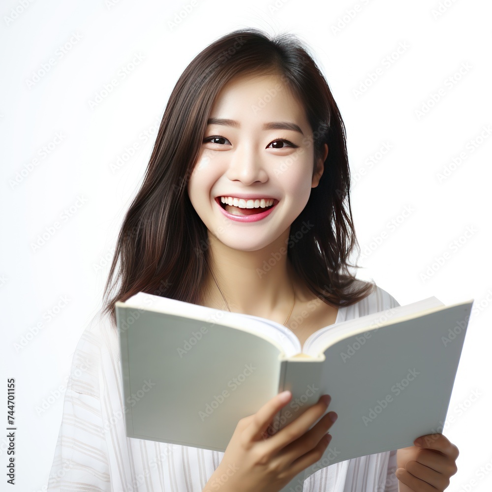 Happy Asian Student with Book and Backpack Realistic Photography Happy Asian Student with Book and Backpack Realistic Photography
