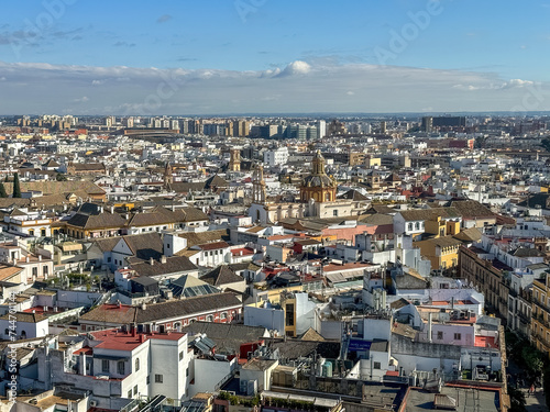 Aerial view of Seville cityscape and skyline  Spain