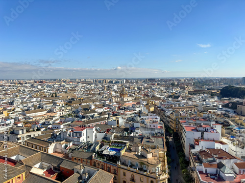 Aerial view of Seville cityscape and skyline  Spain