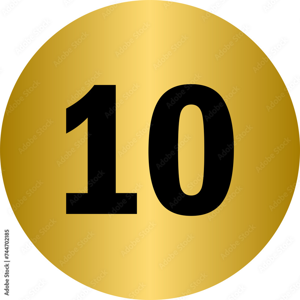 Golden number 10 with rounded circle frame Golden number 10 with rounded circle frame