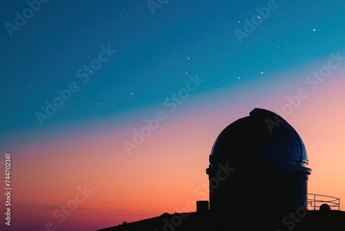 a quiet observatory at twilight the dome silhouetted against a gradient sky waiting to unlock the secrets of the night