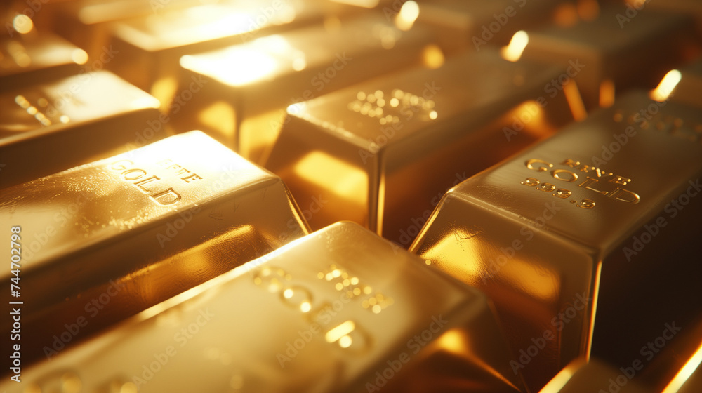 Precious shiny gold bars. Background for finance banking concept. Trade precious metals. Bullions
Precious shiny gold bars. Background for finance banking concept. Trade precious metals. Bullions