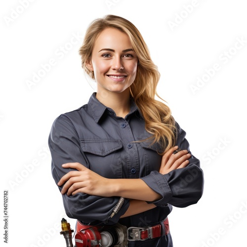 Smiling Female Engineer 30YearOld White Engineer with Crossed Arms photo