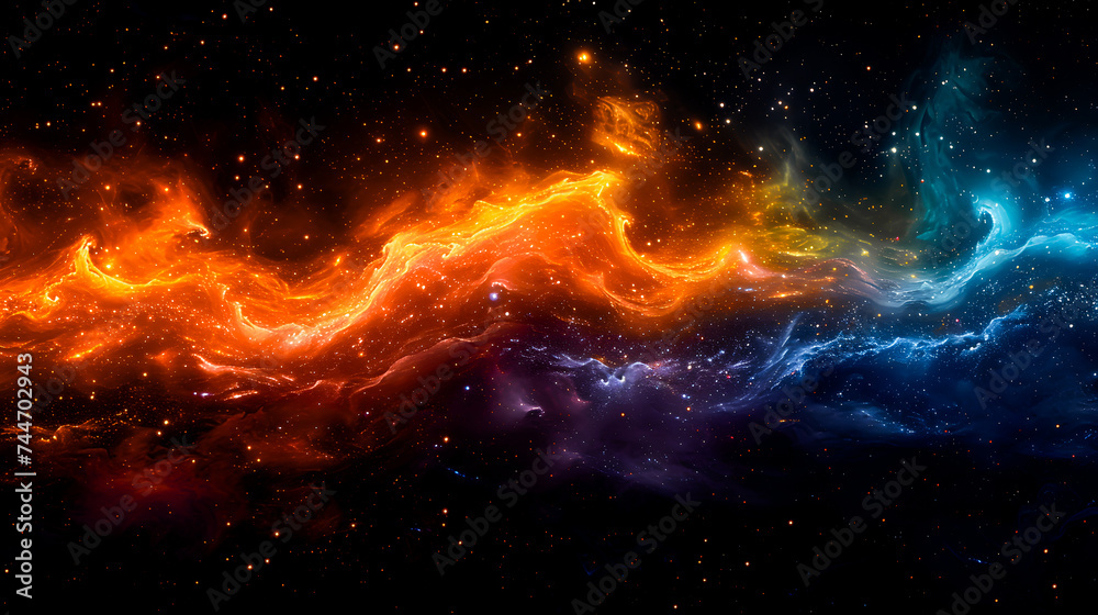 Abstract art depicting the intricate forms of fractal flames and waves