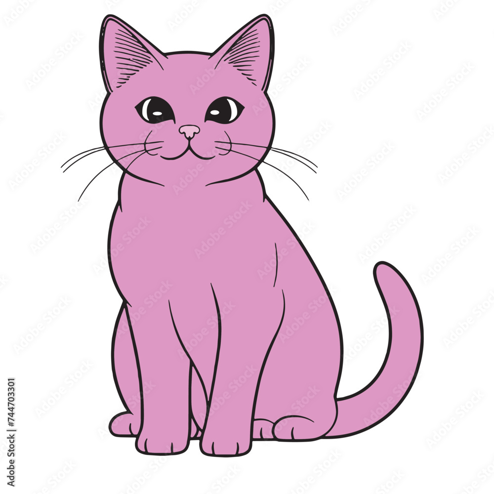 cute cat cartoon white background vector illustration. Generative AI