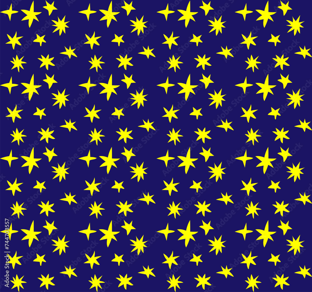Seamless abstract pattern in the form of golden stars on a blue background Seamless abstract pattern in the form of golden stars on a blue background