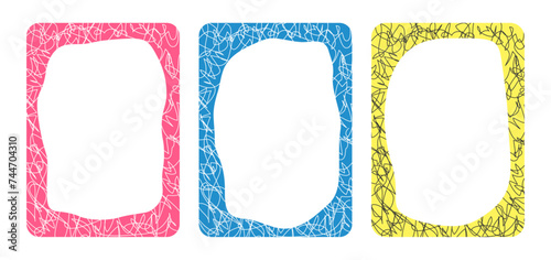 Hand drawn colorful frames set. Doodle rectangle text box, doodle frame. Vector illustration on transparent background	 photo