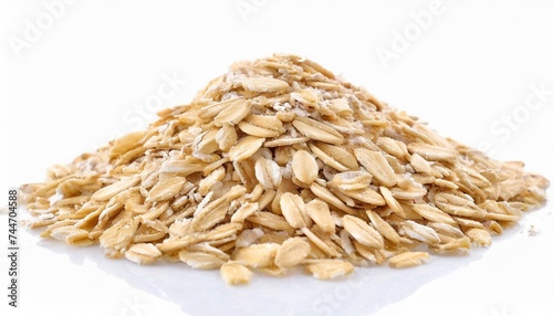 uncooked oat bran isolated on white background photo