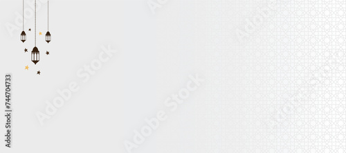 Arabic islamic background with islamic pattern and ramadan lanterns