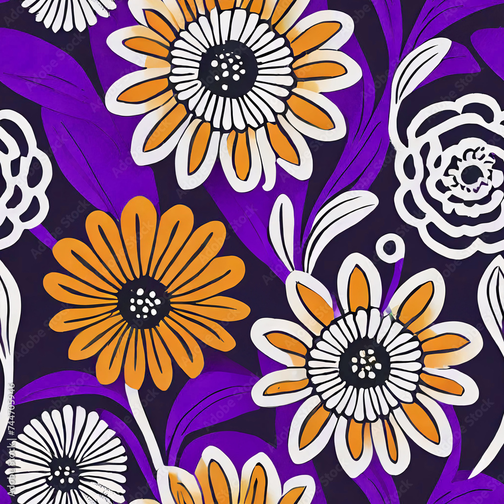 seamless floral pattern, vector, minimal, illustration
