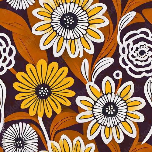 seamless floral pattern, vector, minimal, illustration