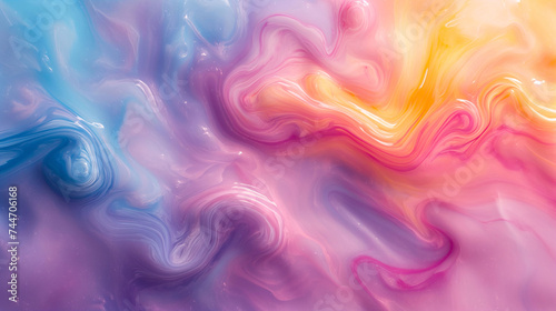 Abstract multicolor waves of paint, swirling clouds of rainbow colors, liquid art