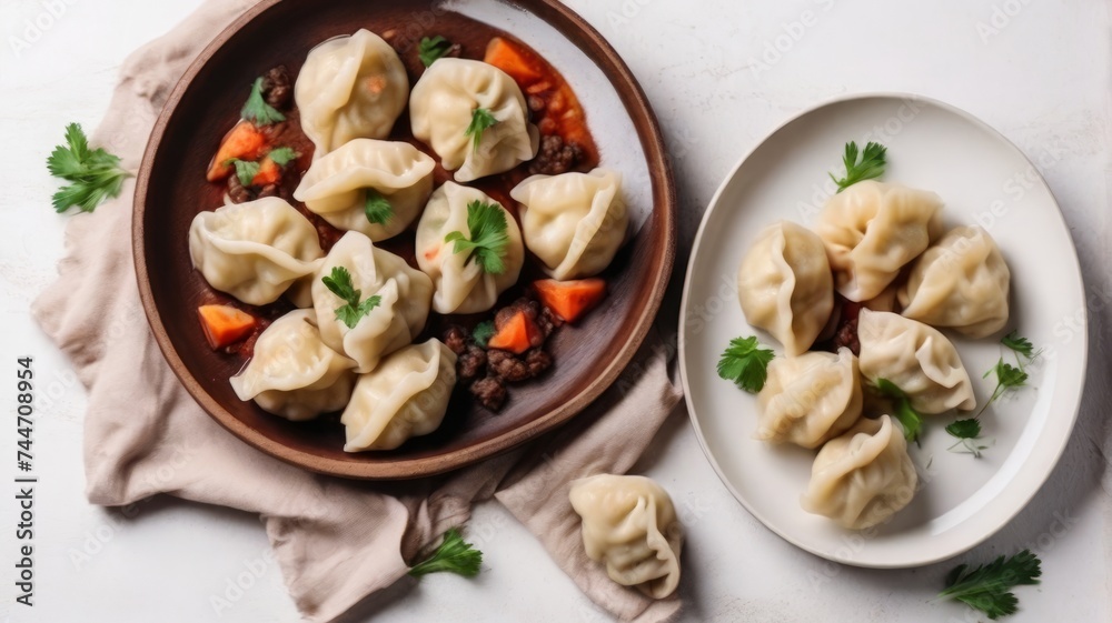 A bowl of traditional Ossetian dumplings A bowl of traditional Ossetian dumplings