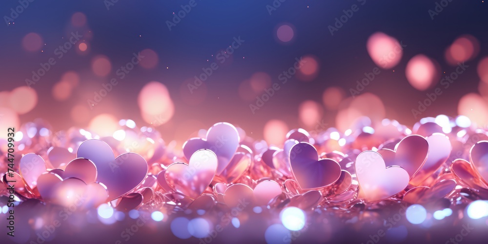 Sparkling Hearts Valentine's Day Background Romantic 3D Design Sparkling Hearts Valentine's Day Background Romantic 3D Design