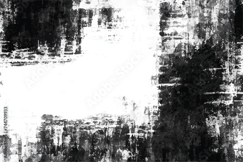 Black and white Grunge texture. Black and white Grunge abstract background. Abstract background. Monochrome texture. Brushstrokes. Modern art. EPS 10.