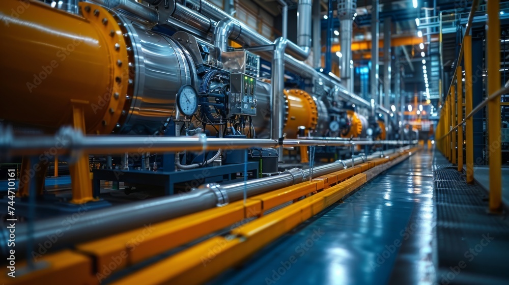 Inside factory in line production. Industry, production on a large scale in the city. Economics and development of the concept. Generative ai Inside factory in line production. Industry, production on a large scale in the city. Economics and development of the concept. Generative ai