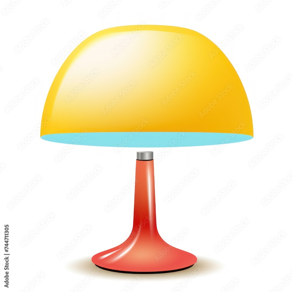 Fototapeta premium Cartoon Style Shiny Table Lamp with Thick Neck 3D Vector Image