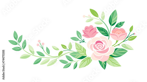 Floral design with leaves and flowers. Vector