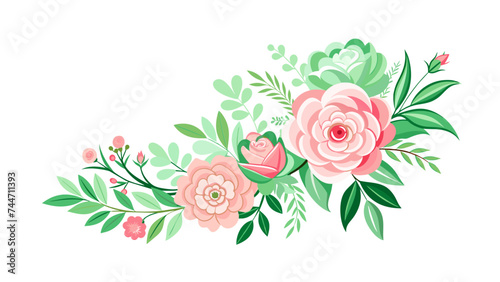 Floral design with leaves and flowers. Vector