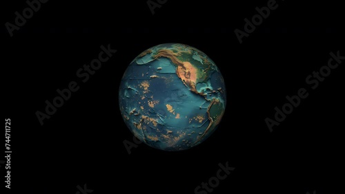 Alien Planet View from outher space. Exo planet. blue Ocean Earth like . photo