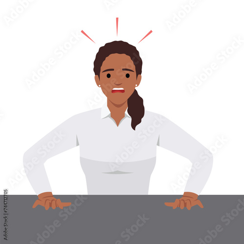 Shocked young woman feel stunned frightened by unbelievable news or message. Terrified female surprised amazed by bad negative accident. Shock and fear. Frustration