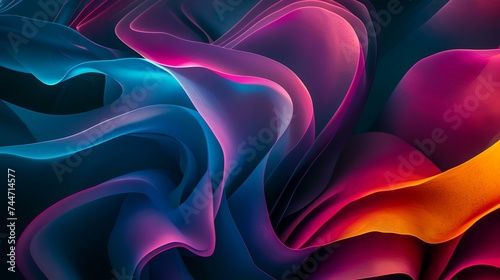 abstract background of multicolored wavy fabric. 3d render