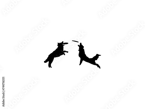 Frisbee dog animal silhouette. Good use for symbols, logos, web icons, mascots, signs, or any design you want. Dog Svg, Jumping Dog Svg, Animal Svg, Frisbee Dog Bundle Silhouette.