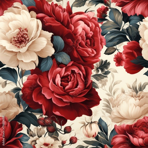 Timeless Romance Red Roses and Floral Patterns