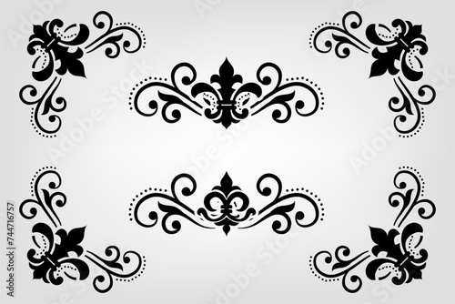 Text separator Baroque decoratice divider book typography ornament design elements vintage dividing shapes Border illustration