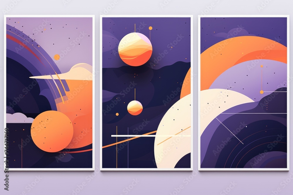 Set of three posters with a space theme. Perfect for decorating a child's room
