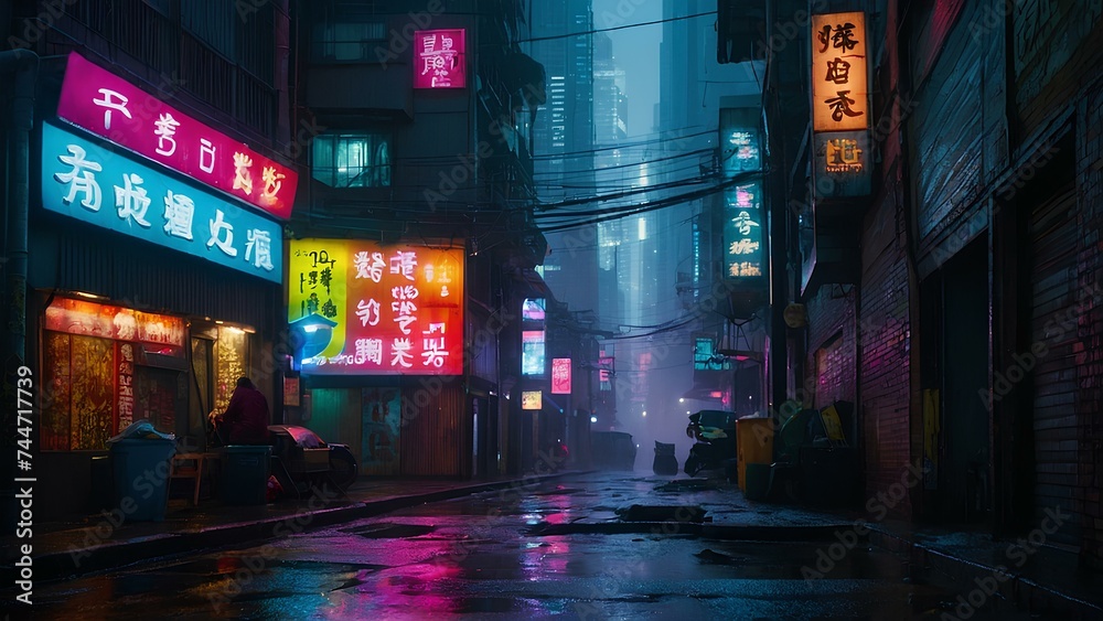 City Street at Night With Shops & Street Lights 4
