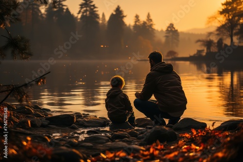 FatherDaughter Fishing A Serene Lakeside Moment