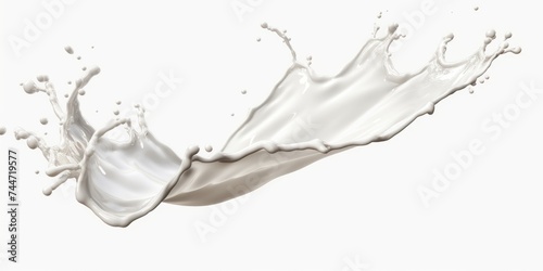 Milk splashing on clean white background, suitable for food and beverage concepts