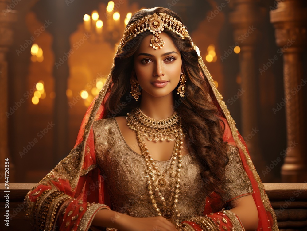 Enchanting Indian Princess in Regal Attire A Royal World of Happiness