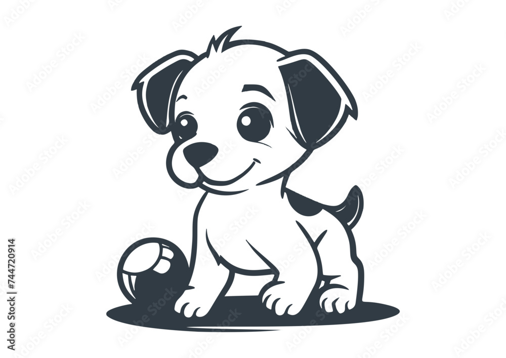 Cute dog cartoon hand drawing vector illustration. Can be used to print a T-shirt, children wear a fashion design, a shower invitation card. Cute dog cartoon hand drawing vector illustration. Can be used to print a T-shirt, children wear a fashion design, a shower invitation card.