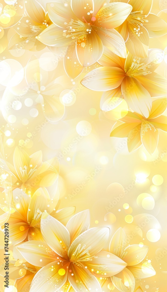 Abstract spring background  geometric patterns in soft lemon yellow evoking unfolding spring blooms