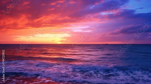 Stunning sunset over the ocean, perfect for travel websites
