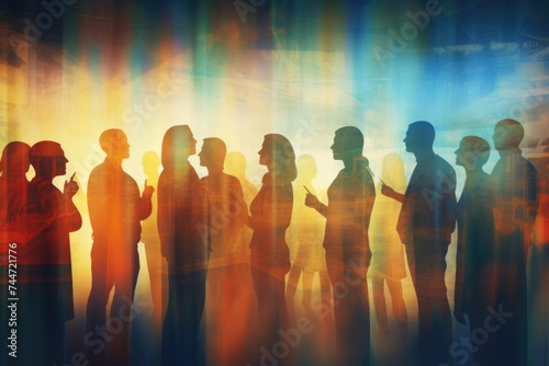 A group of people standing next to each other. Suitable for team building and diversity concepts