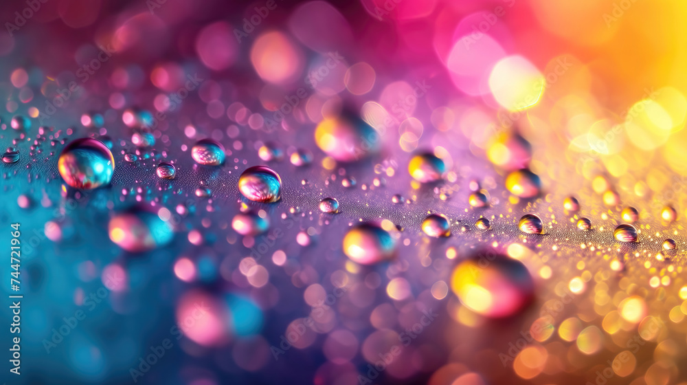 Water drops multicolor abstract background, many water bubbles beautiful wallpaper.