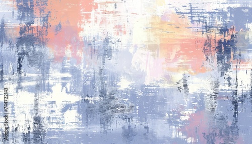Abstract patterns in serene lavender and peach, evoking the beauty of spring s awakening